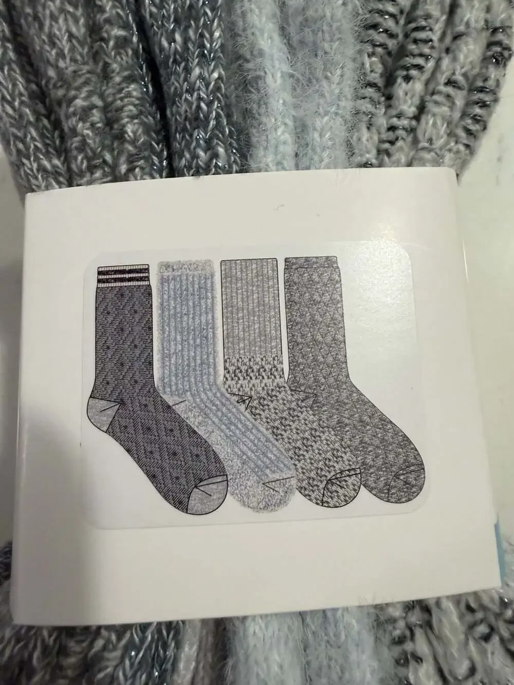 Cuddl Duds Women's 4-Pack Cozy Boot Socks, Plushfill, Crew, Blue Pack